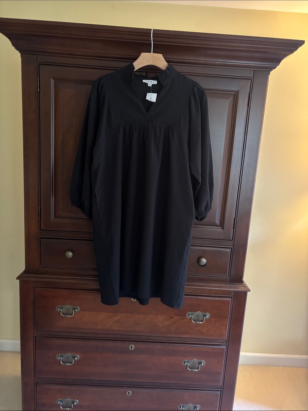 THML Black V-Neck Long Sleeve Tunic Dress